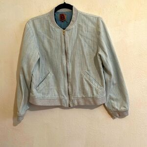 Vintage Bensimon Collection Fully Lined Light Blue Denim Bomber Jacket size L